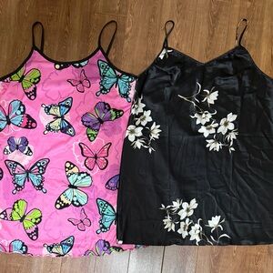 Women’s Gowns (2) from Temu - Pink Butterfly and Black Floral - Size 14/16 (2XL)